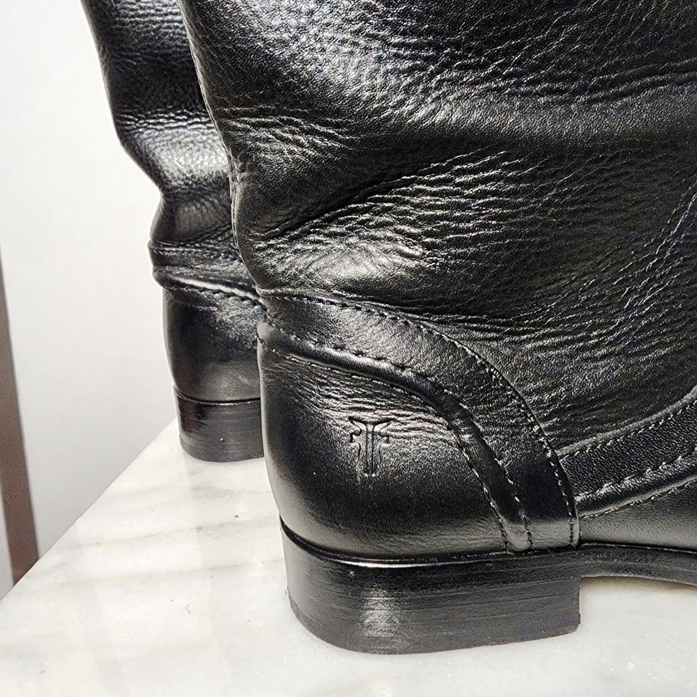 FRYE Melissa Black Leather Tall Pull-on Boots - Picture 5 of 9